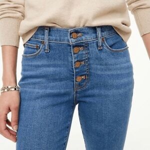 J. Crew Factory Essential straight button fly jeans frayed hem dark wash size 27